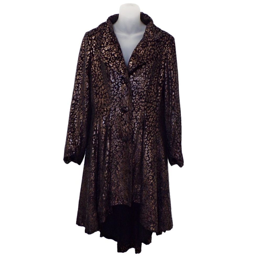 The‎ Pyramid Collection Swing Coat Black Velvet Metallic Leopard size S